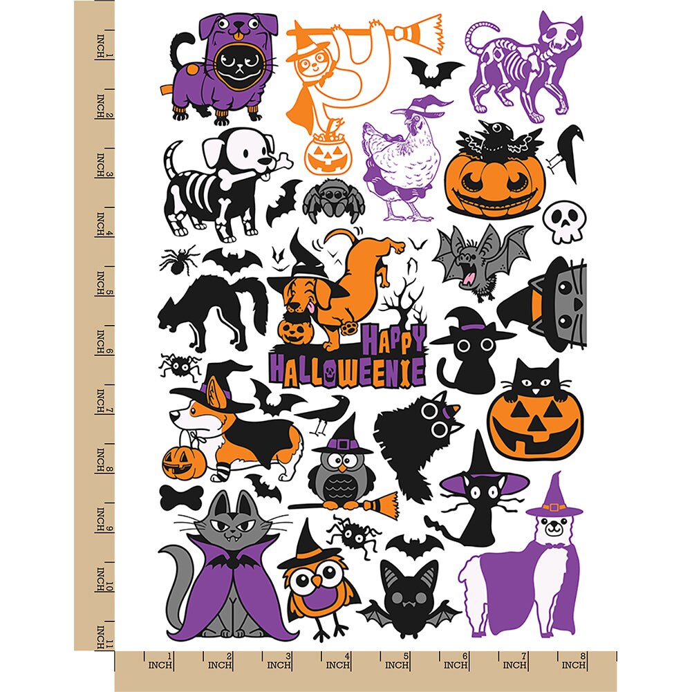 Halloween Spooky Animals Galore Temporary Tattoo Water Resistant Fake Body Art Set Collection