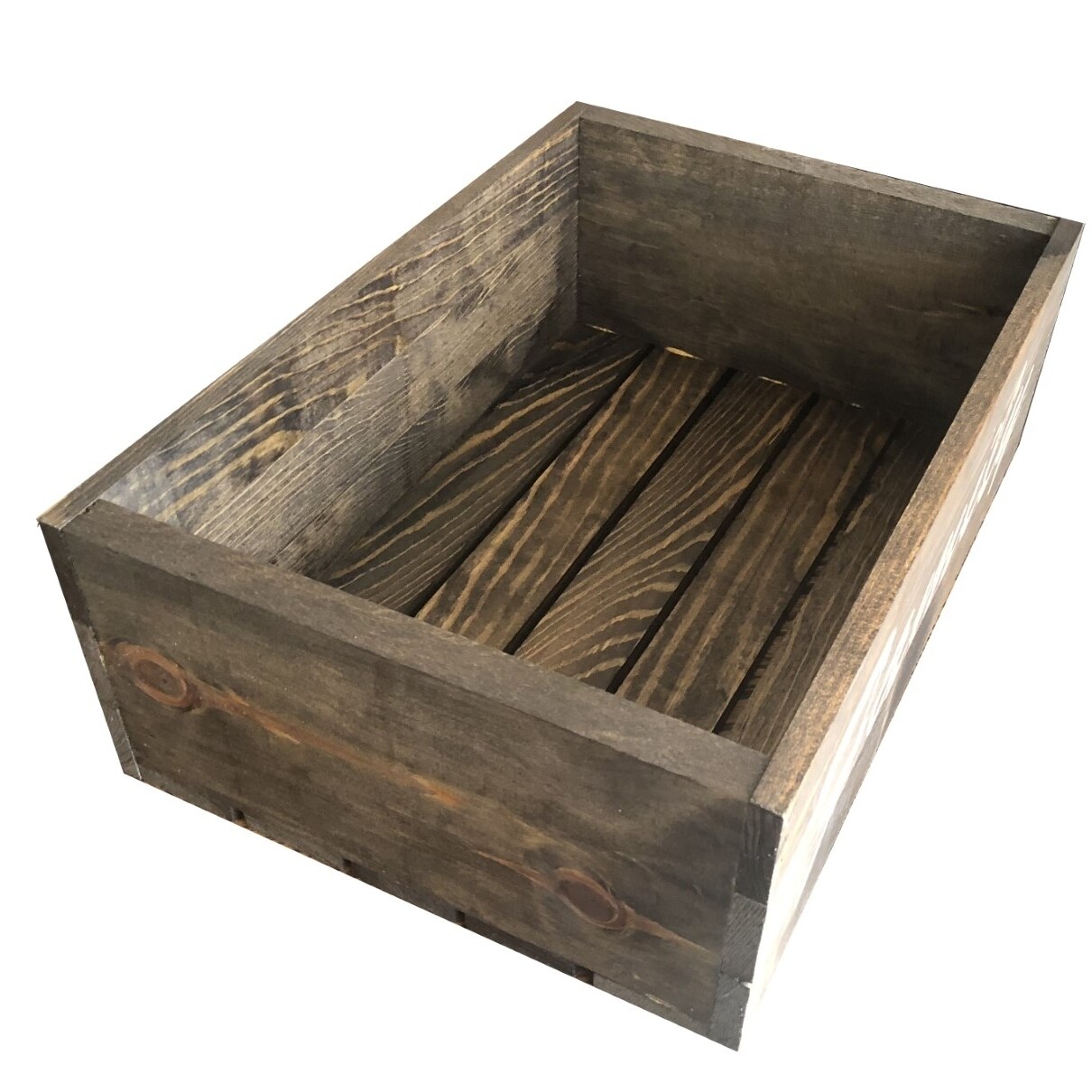 Mowoodwork   wood crate 17x12x6 stained dark walnut