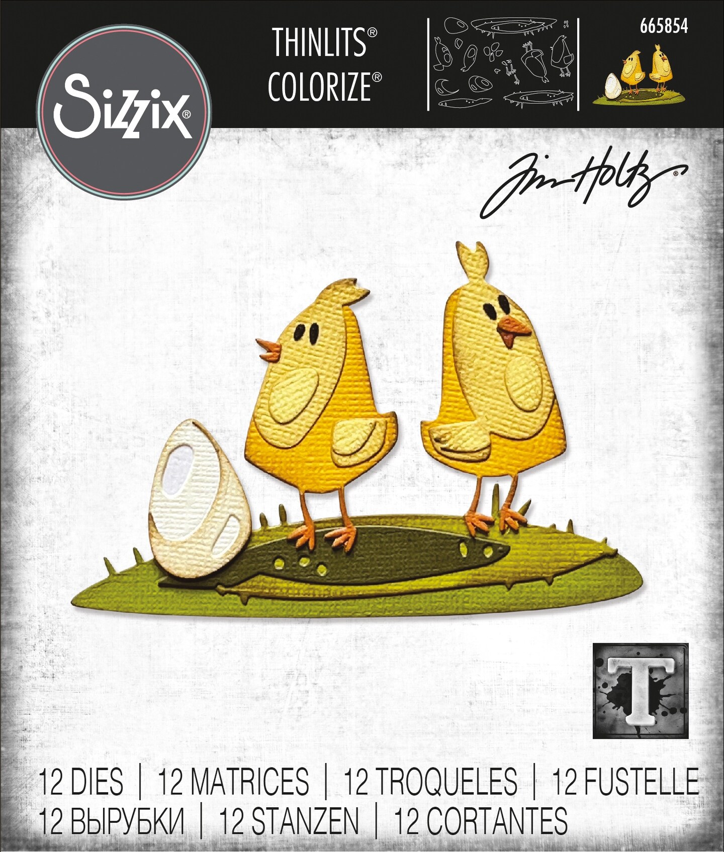 Sizzix Thinlits Dies By Tim Holtz 12/Pkg-Papercut Chicks Colorize