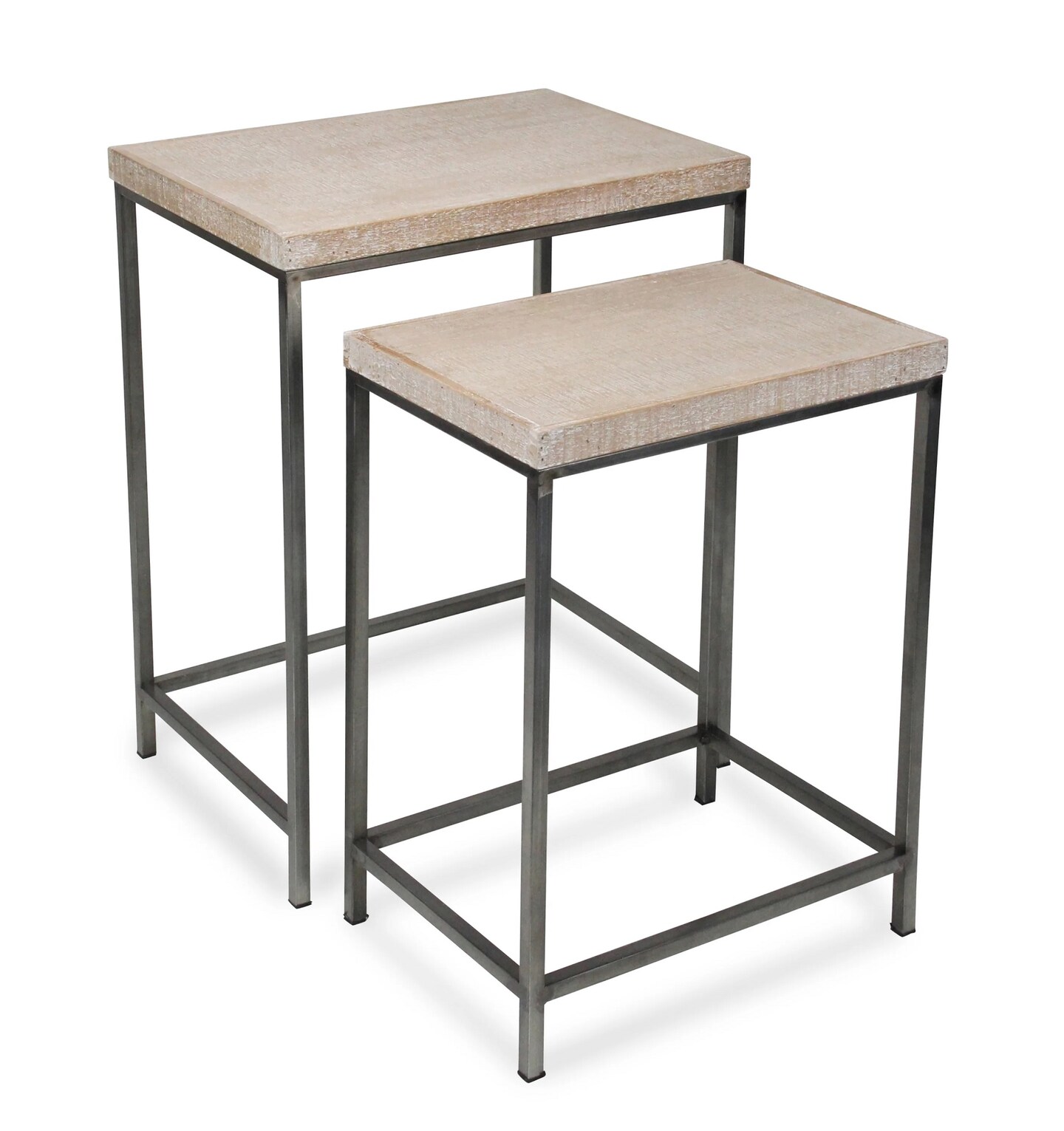 Contemporary Home Living Set of 2 White and Black Rectangular Nesting Tables 24.25&#x22;