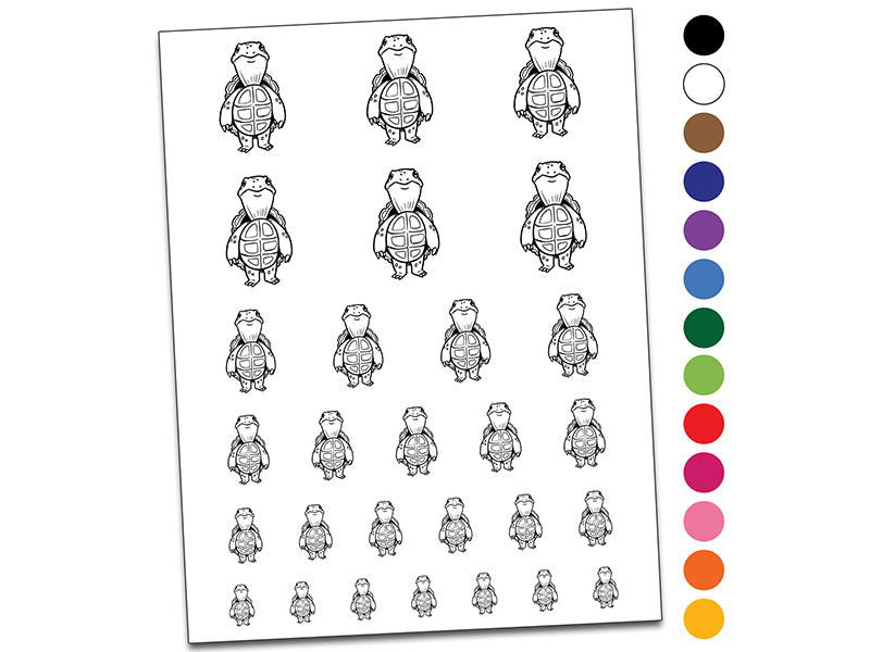Awkward Standing Turtle Temporary Tattoo Water Resistant Fake Body Art Set Collection