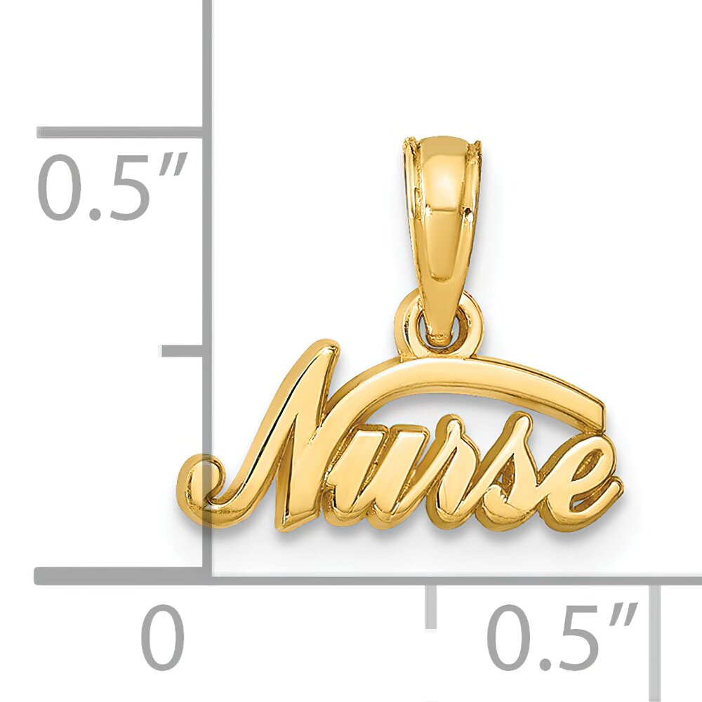 14K Yellow Gold Nurse Charm Medical RN Pendant Jewelry 12mm x 12mm