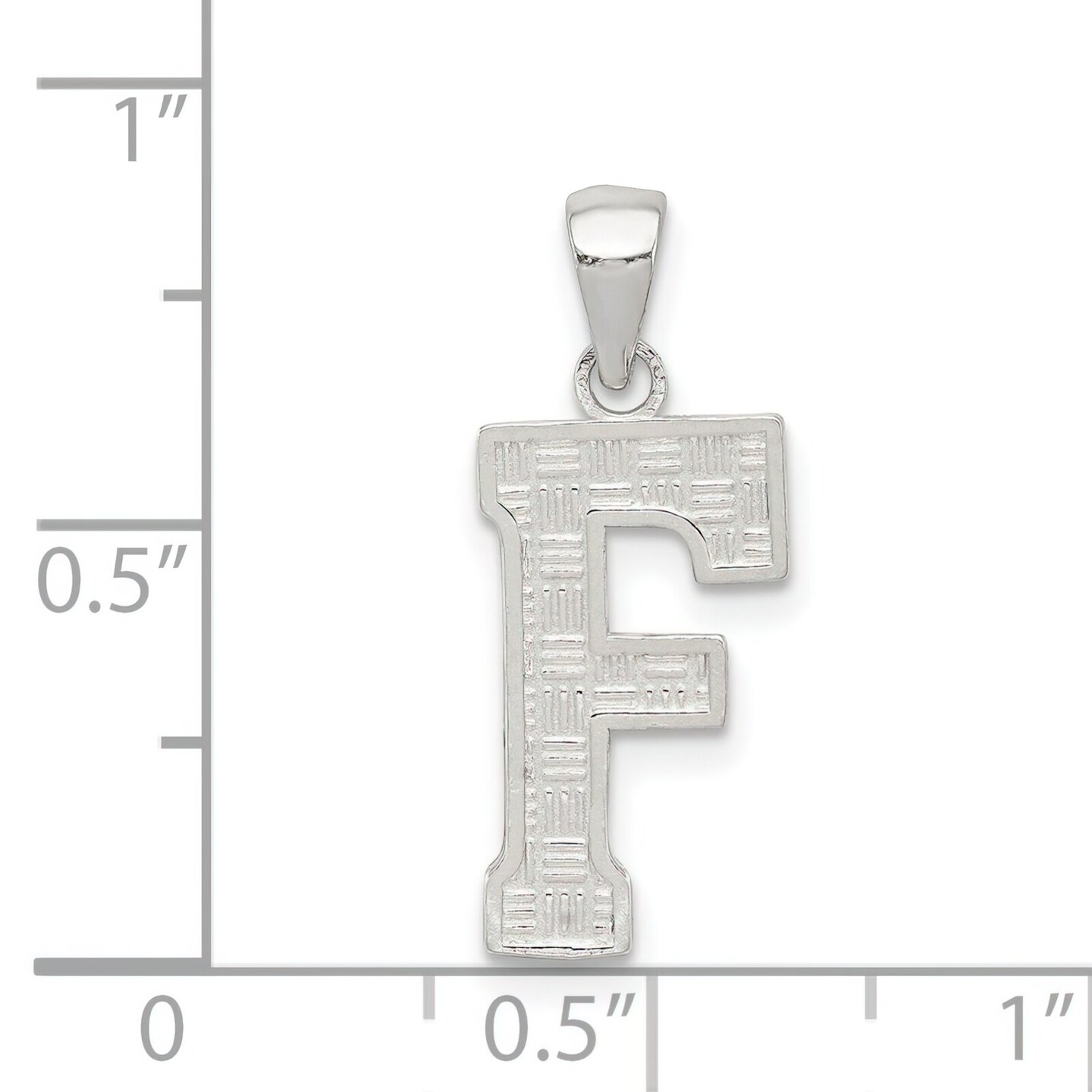 Sterling Silver Initial Letter F Charm Pendant Jewelry 25mm x 9mm