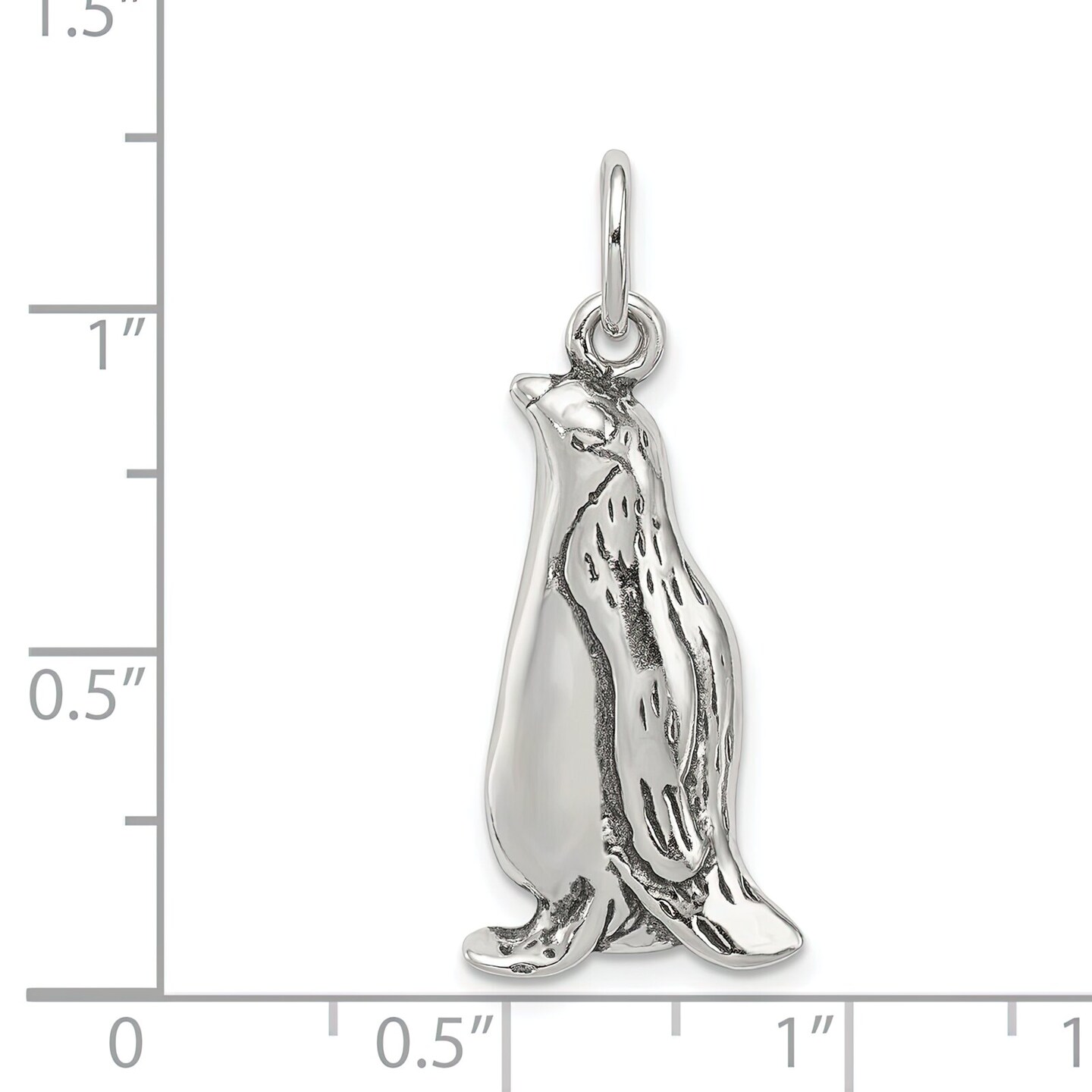 Sterling Silver Antiqued Penguin Charm Pendant Jewelry 25 X 12mm