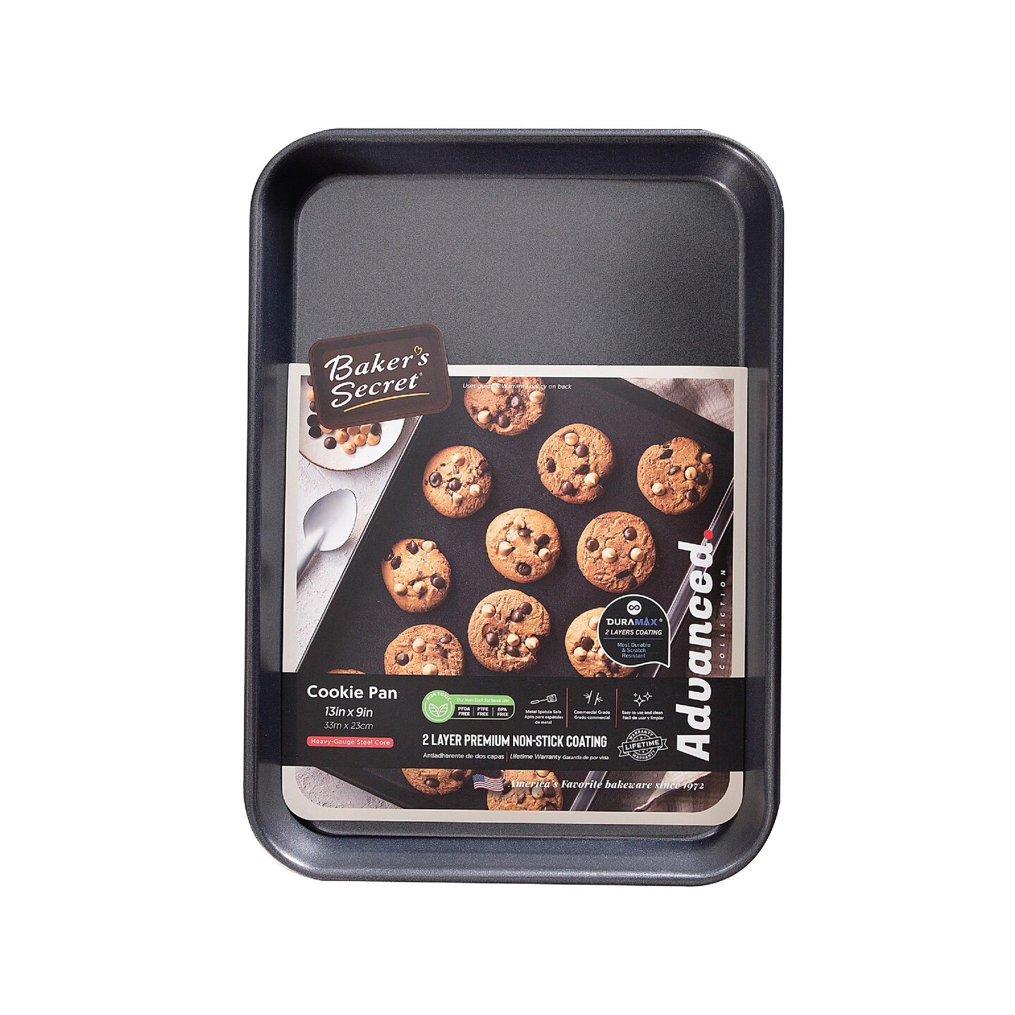 Baker&#x27;s Secret Nonstick Small Size Cookie Sheet 13&#x22; x 9&#x22;, Carbon Steel Small Size Cookie Tray 2 Layers Food-Grade Coating, Non-stick Cookie Sheet, Bakeware Baking Accessories - Advanced Collection