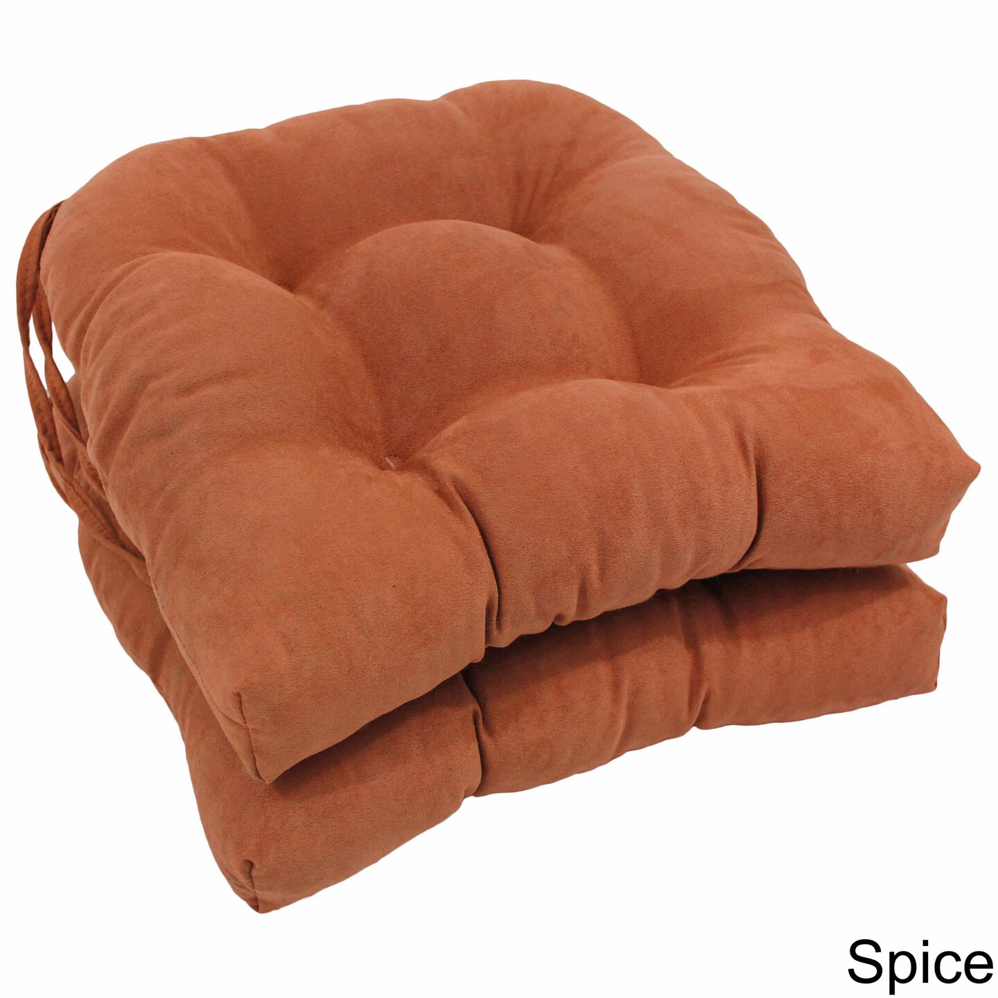 16-inch Solid Microsuede U-shaped Tufted Chair Cushions (Set of 2) - Spice