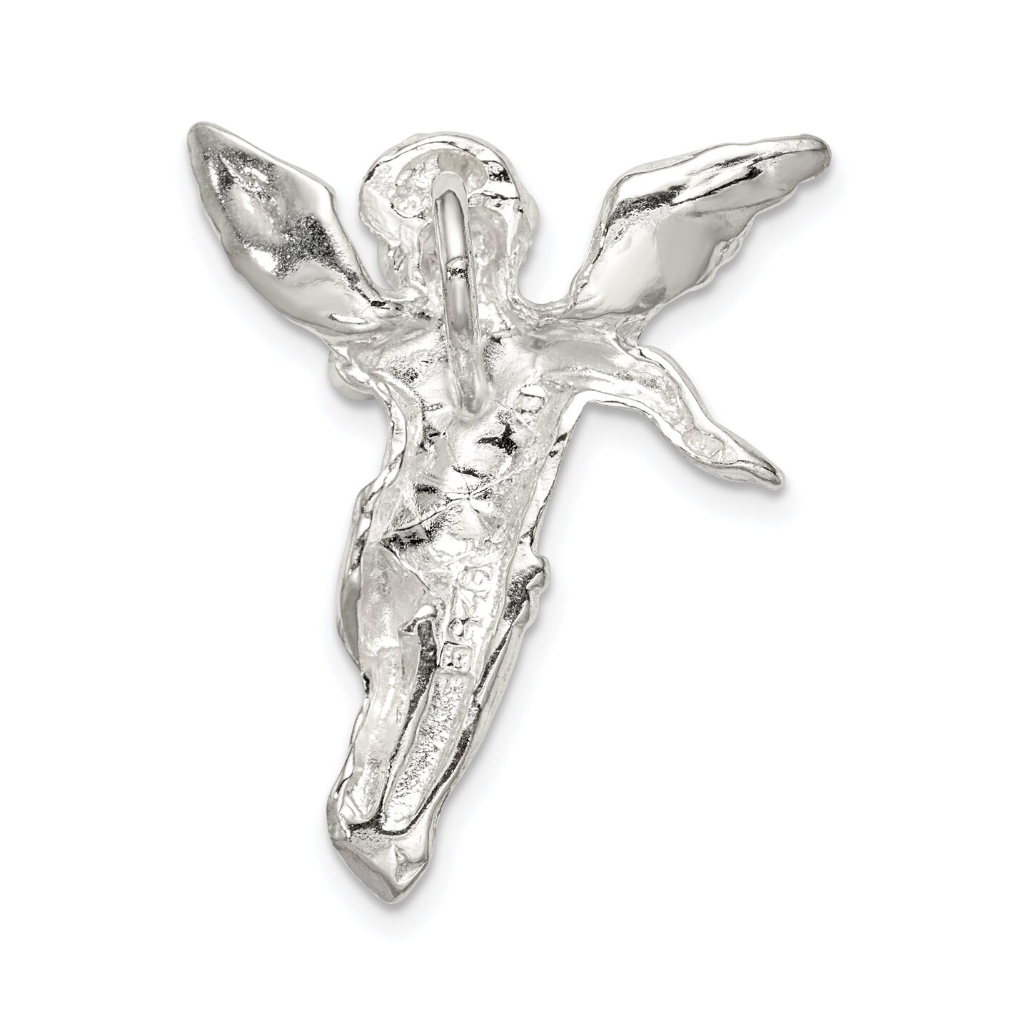 Sterling Silver Guardian Angel Pendant Charm Jewelry 32mm x 24mm