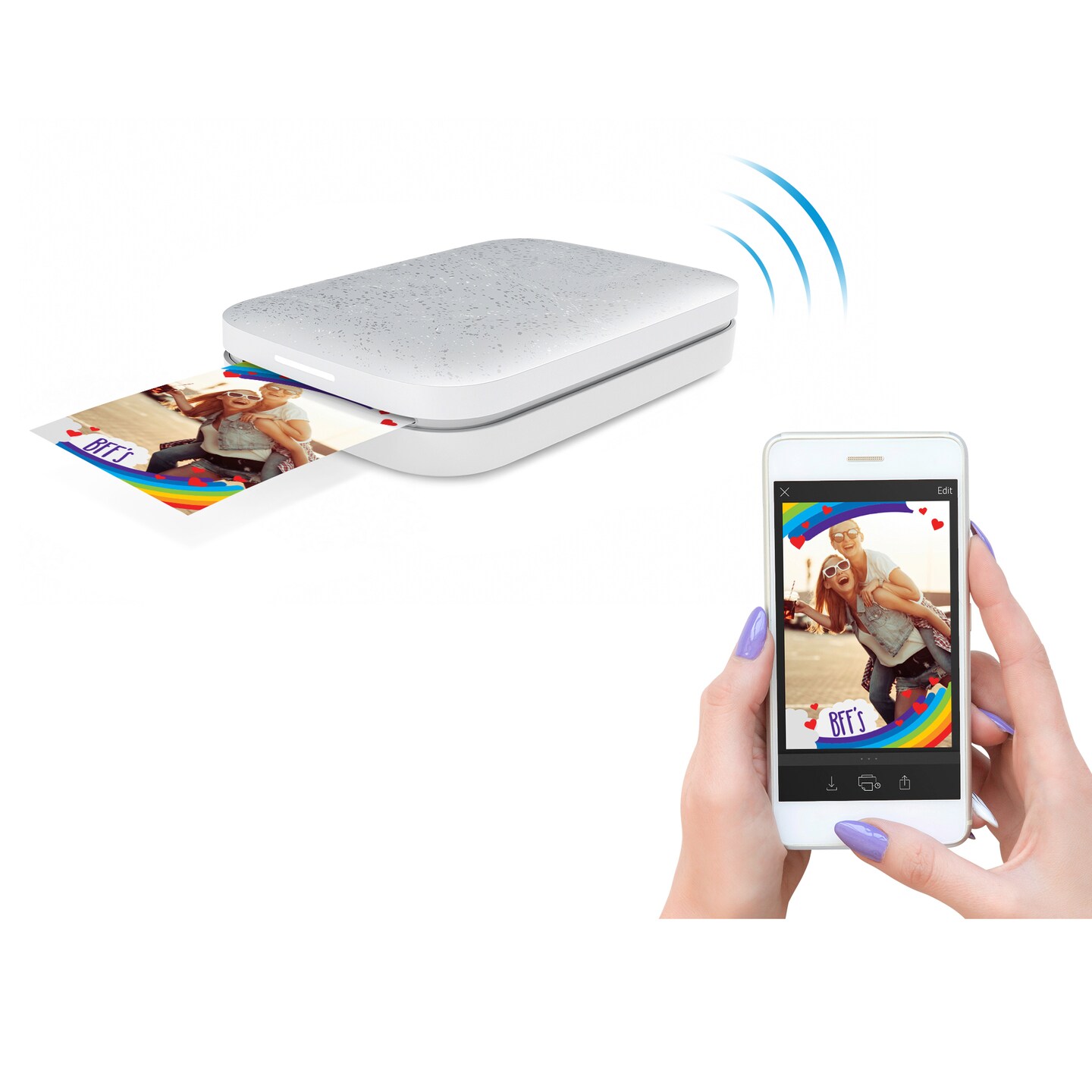 HP Sprocket Portable Printer, Zink Sticky Paper 2x3&#x22; Instant Photo Printer for iOS &#x26; Android Device
