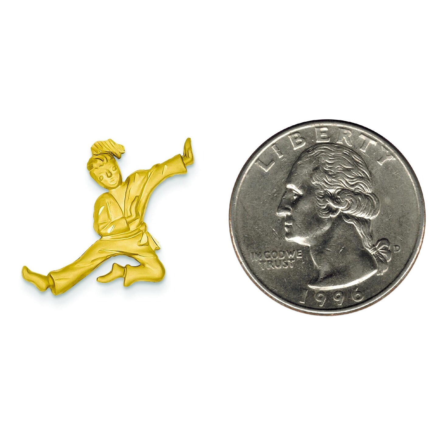 14K Gold Kicking Karate Girl Charm Martial Artist