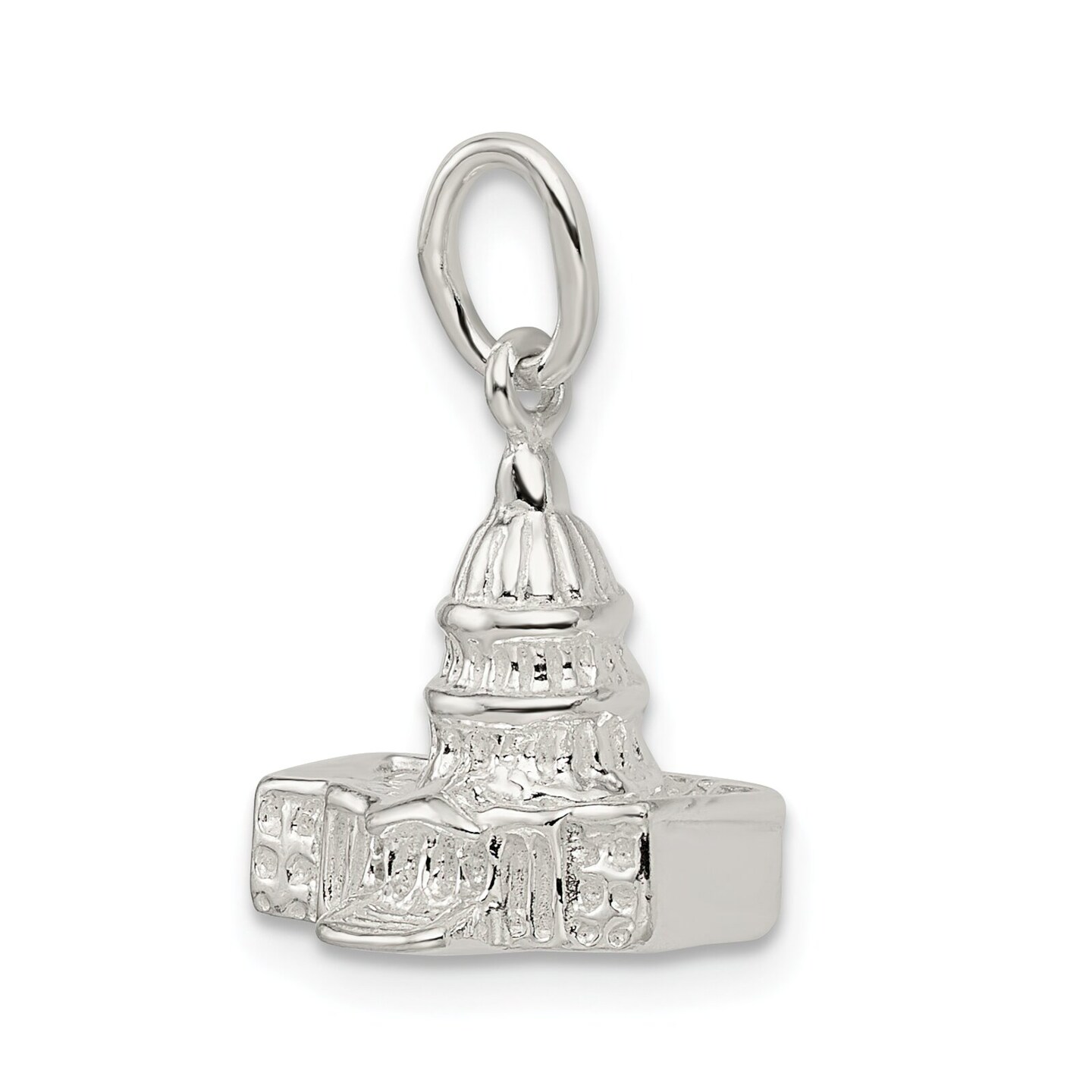 Sterling Silver Capitol Building Charm Pendant Jewelry 23mm x 15mm