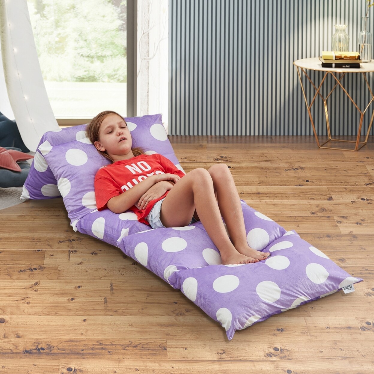 Loungie Floor Pillow Cover-Microfiber-Nap Mat-Requires 5 Standard Twin Size Pillows-Stars-Dot