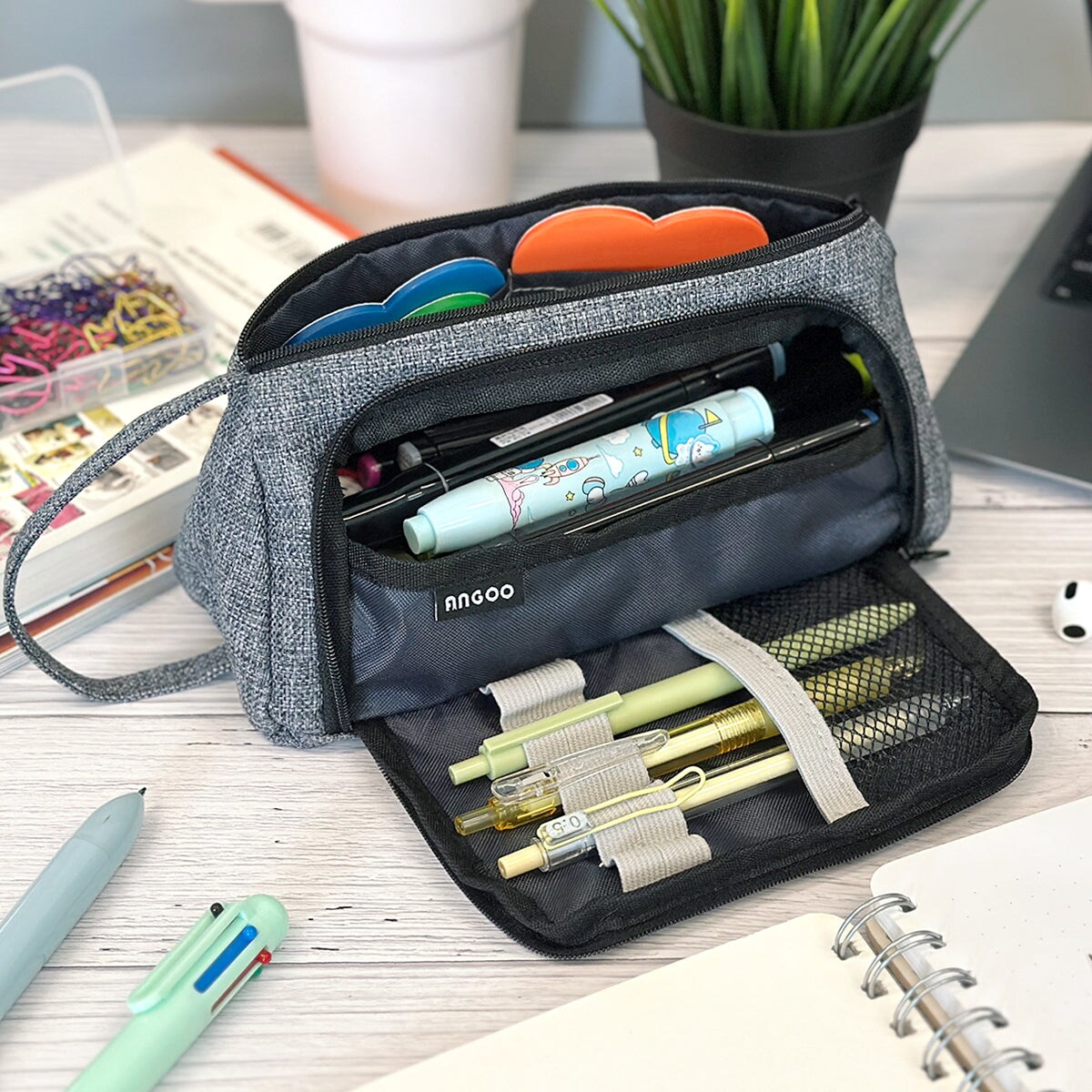 Wrapables Large Capacity Pencil Case, Portable Pencil Pouch for Stationery Office Supplies