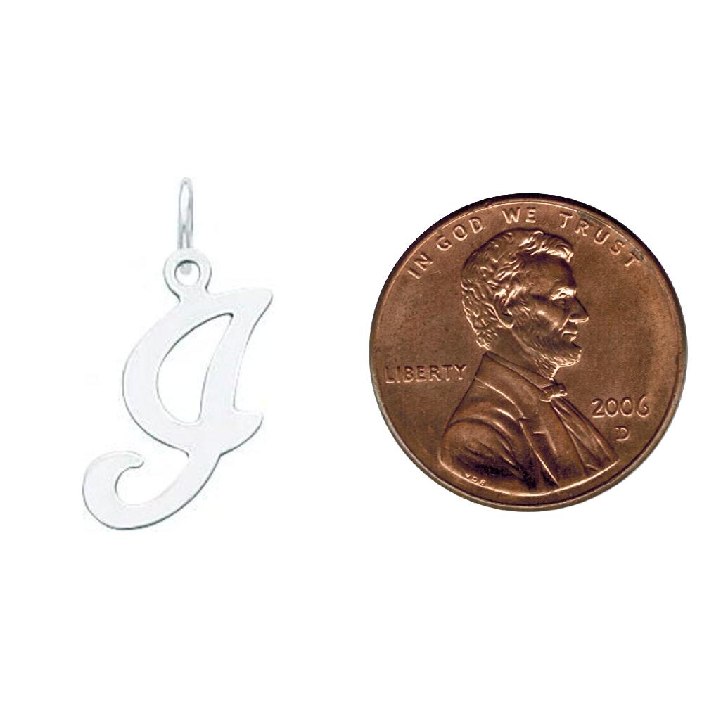 Sterling Silver Stamped Initial Letter I Charm Pendant Jewerly 20mm x 12mm
