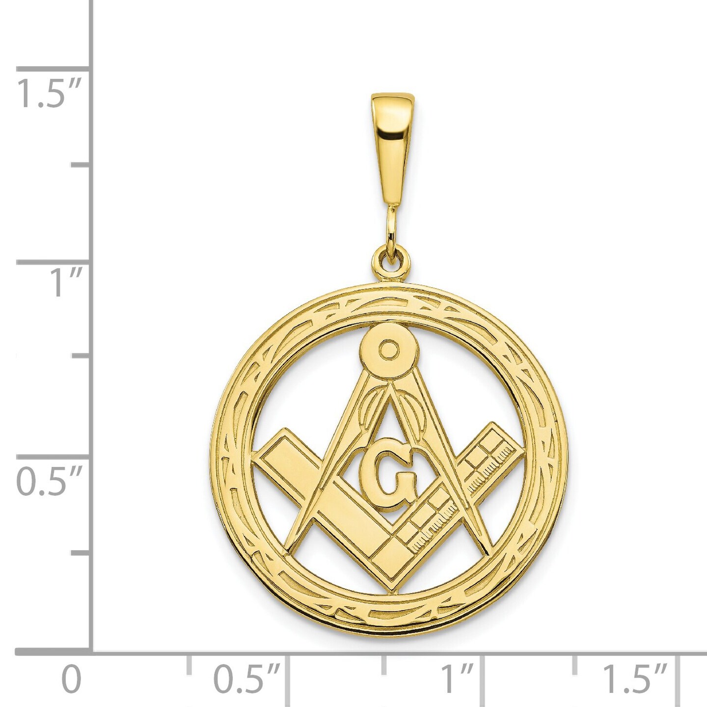 10K Yellow Gold Masonic Free Mason Symbol Charm Jewelry 35mm x 23mm