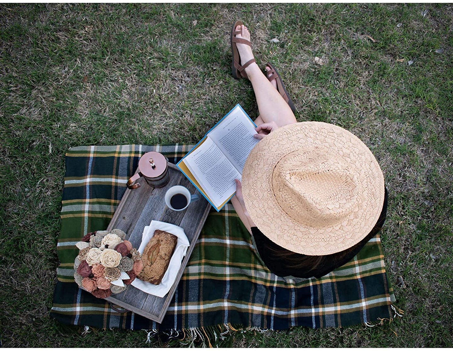 Rustic Farmhouse Large Decorative 24.5 in. x 13 in. Reclaimed Wood Breakfast Platter Tray