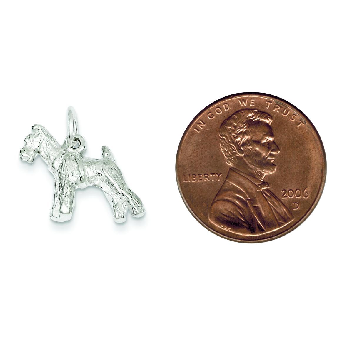 Sterling Silver Schnauzer Charm Pendant Dog Jewelry 16mm x 19mm