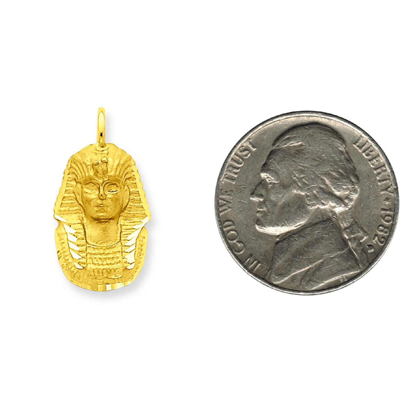 14K Yellow Gold King Tut Charm Egyptian Pendant Jewelry 21mm x 11mm