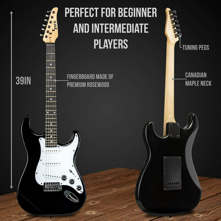 LyxPro Beginner Stratocaster 39” Electric Guitar and Electric Guitar Accessories