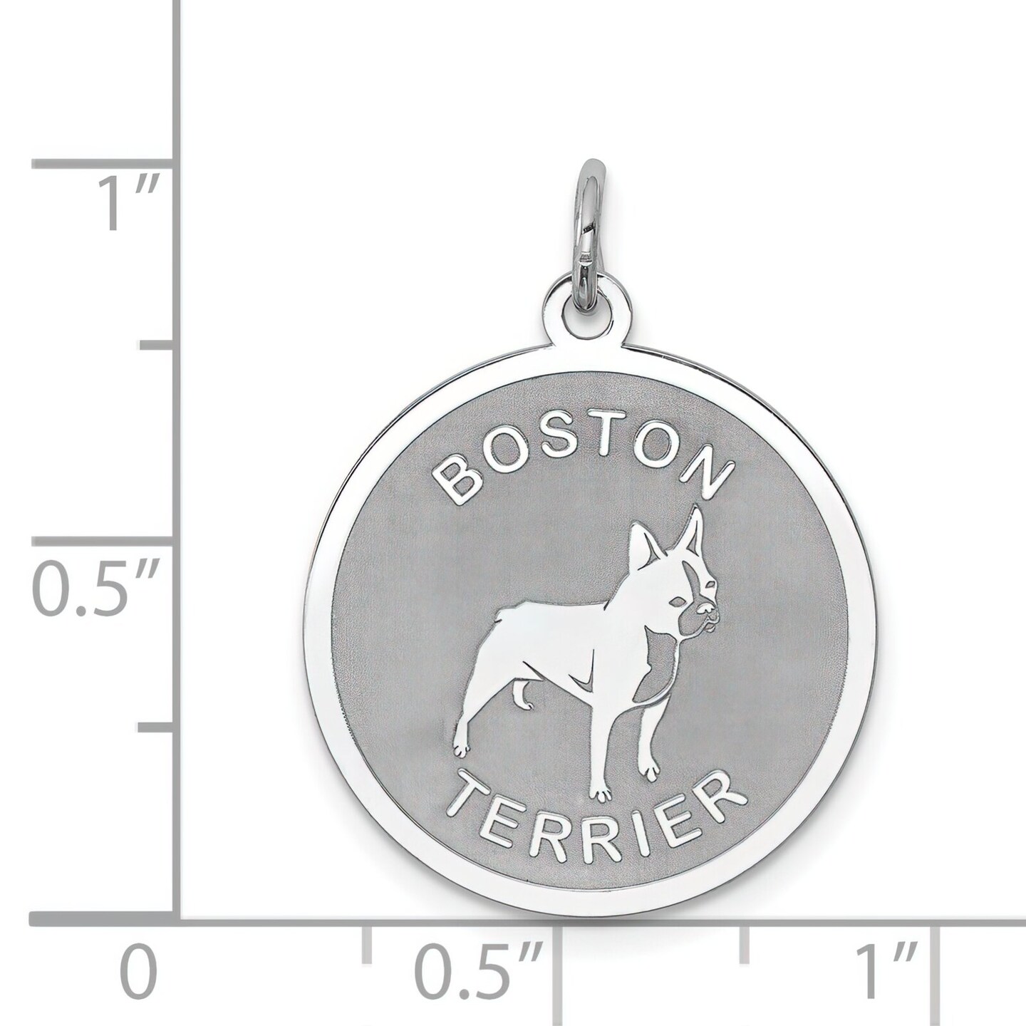 Sterling Silver Boston Terrier Disc Charm Pendant Jewerly 26mm x 19mm
