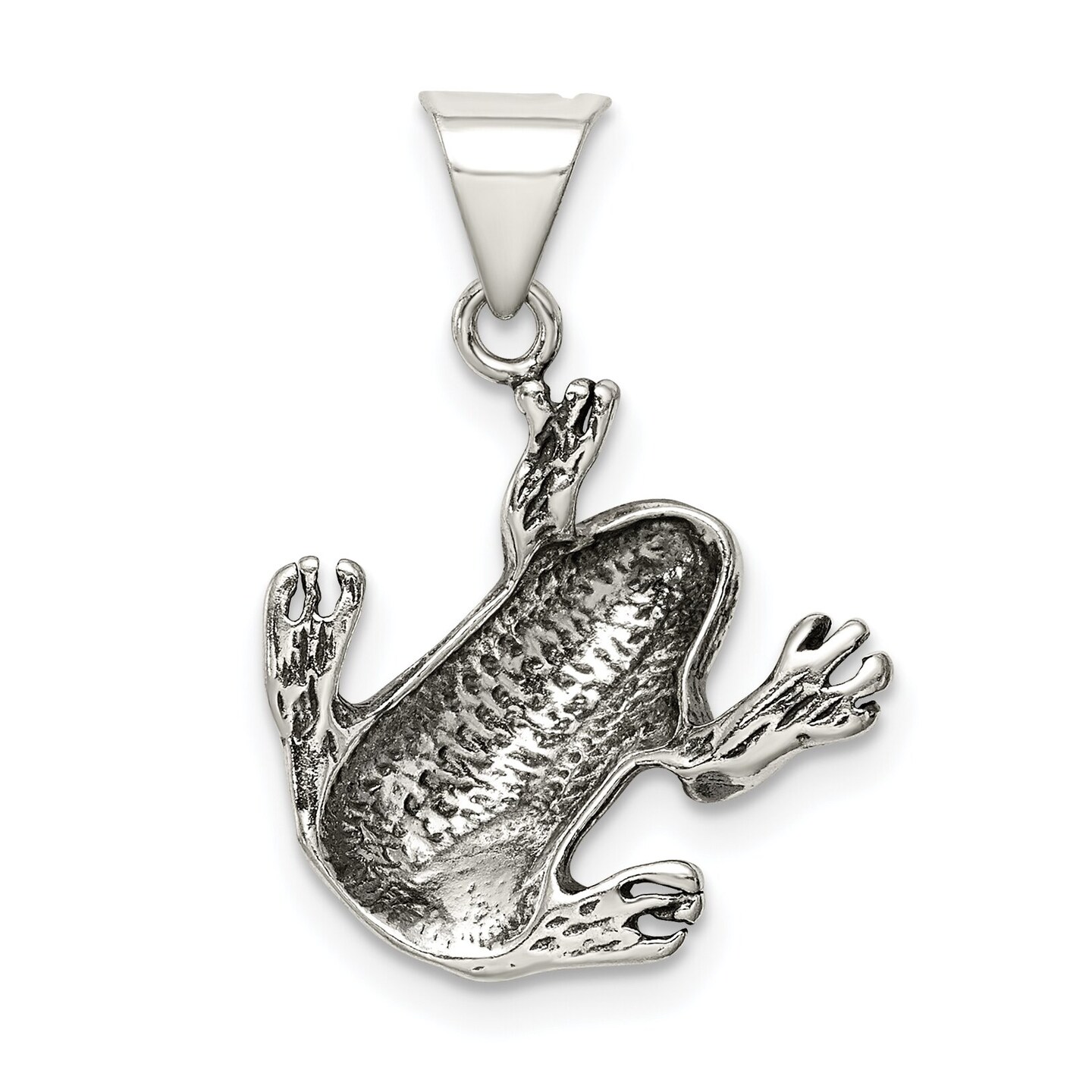Sterling Silver Antiqued Frog Charm Jewelry Pendant 18mm x 17mm