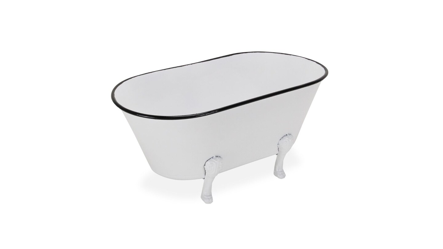 Contemporary Home Living 20&#x22; White Contemporary Style Galvanized Handmade Tub Decor