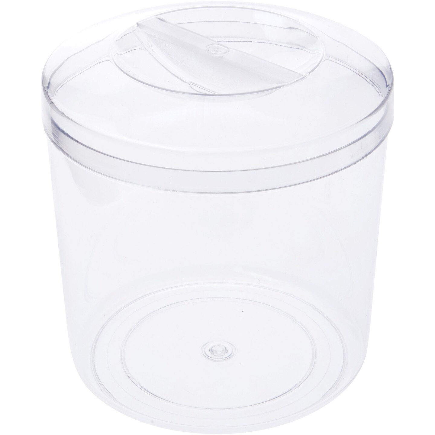 Pioneer Plastics 289C Clear Round Plastic Container with Pinch Style Lid, 7.9375&#x22; W x 7.5&#x22; H