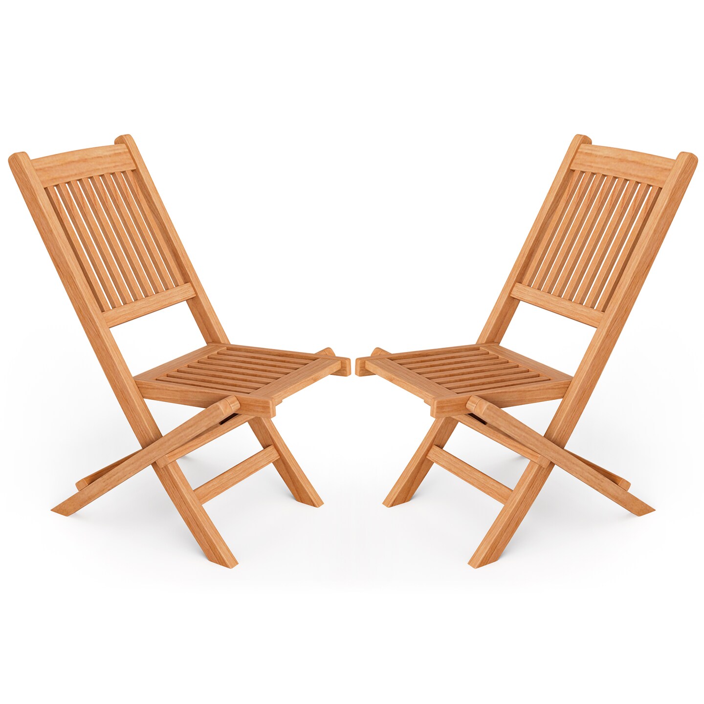 Costway Patio Folding Chair Indonesia Teak Wood Slatted Seat Natural Portable Outdoor