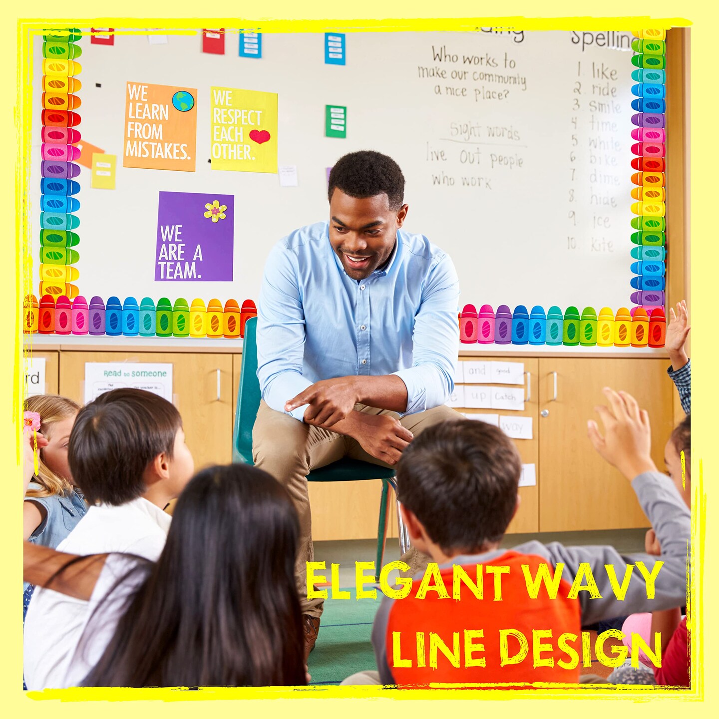 60 Feet Bulletin Board Borders, Colorful Crayon Die-Cut Rolled Border Trim Decoration Borders for School, Classroom &#x26; Offices