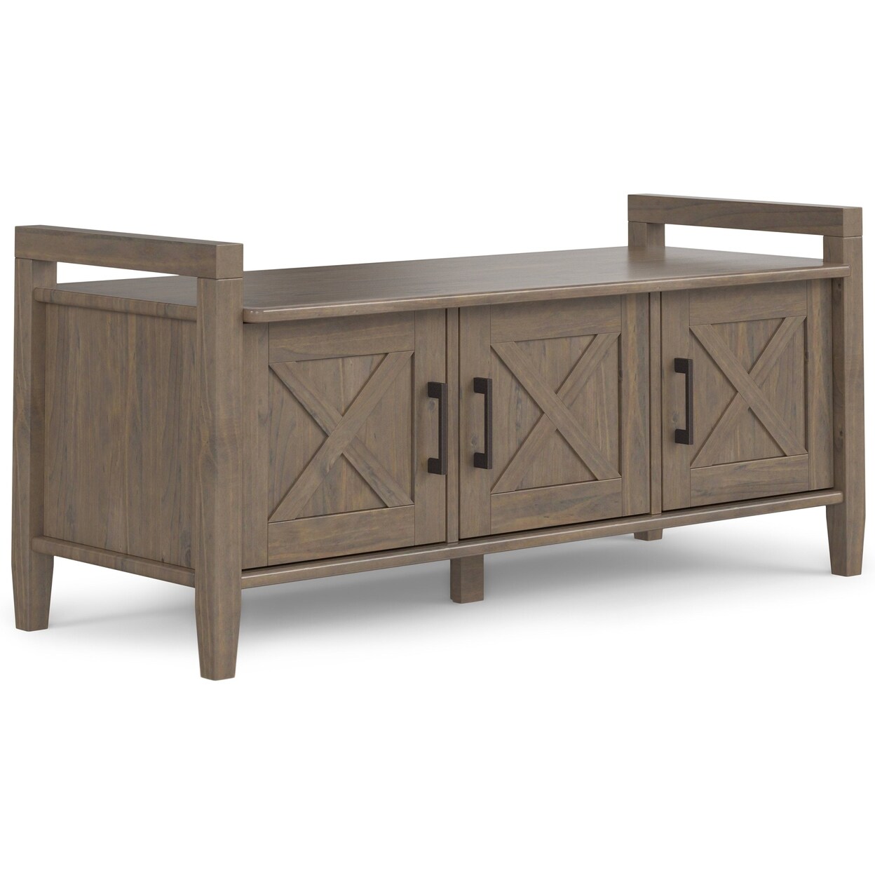 Ela Entryway Storage Bench Solid Wood With 3 Storage Compartments For Mudroom