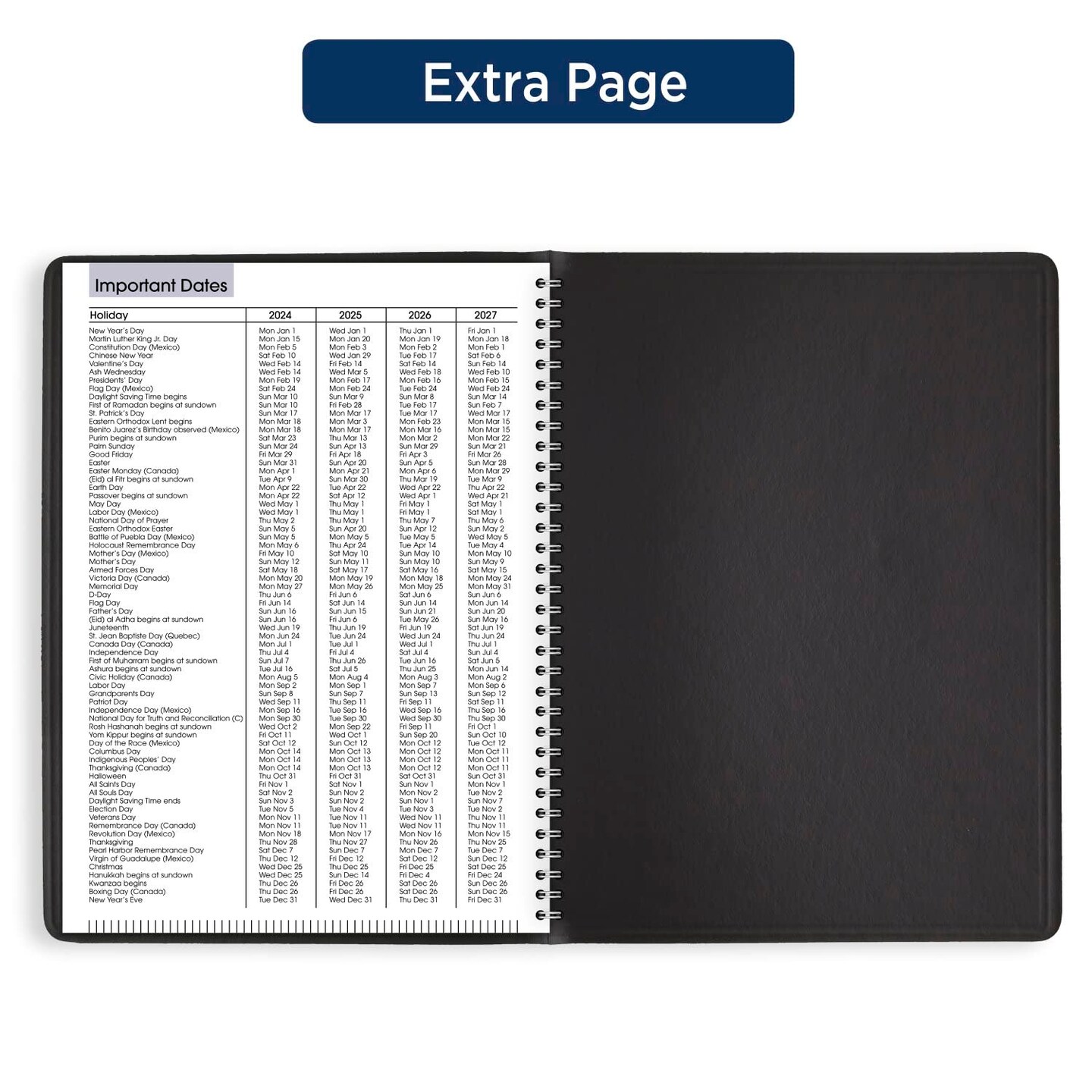 2024 Weekly Planner, DayMinder, Quarter-Hourly Appointment Book, 8&#x22; x 11&#x22;, Large, Black (G5200024)