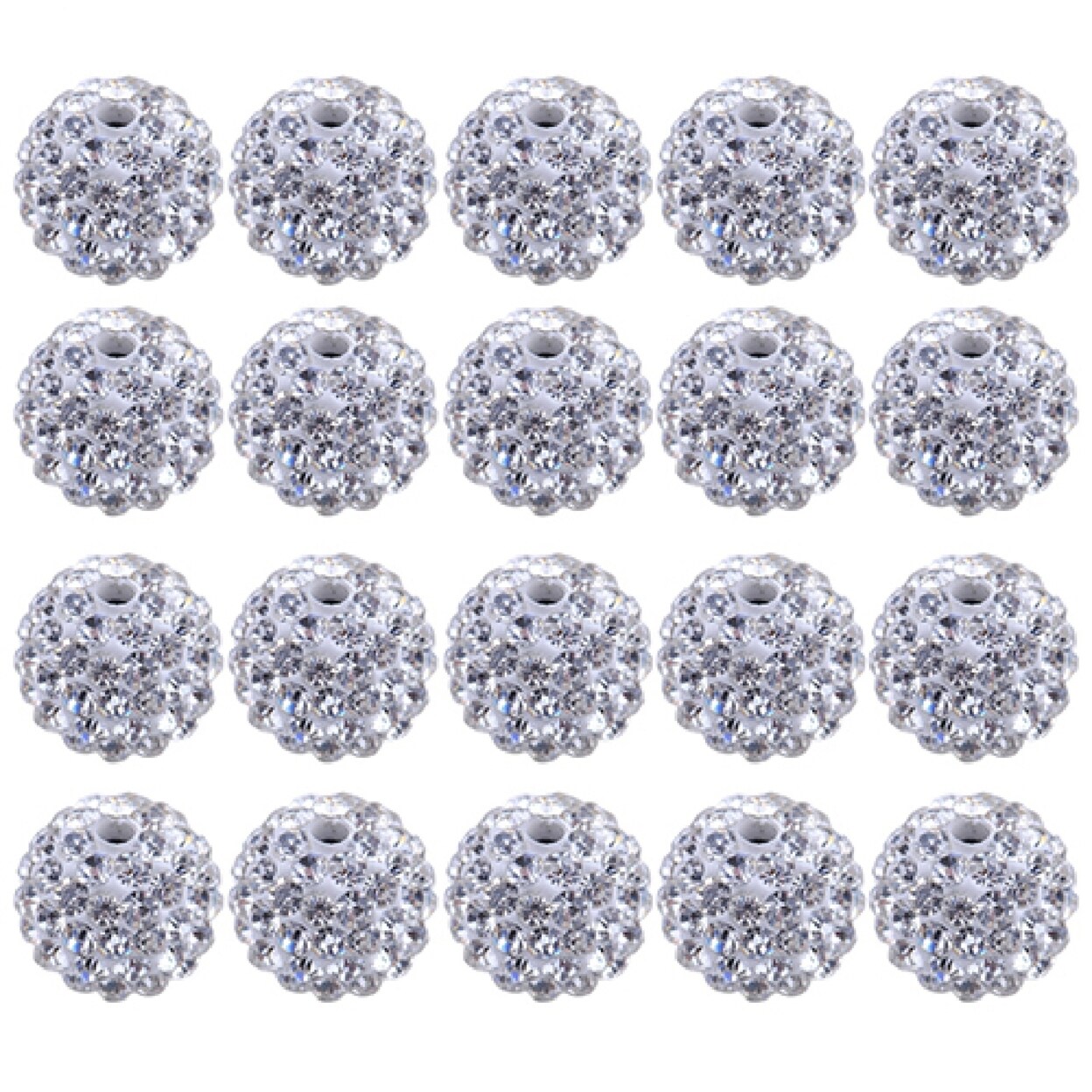 20Pcs 10Mm Czech Rhinestones Pave Clay Round Disco Ball Spacer Beads