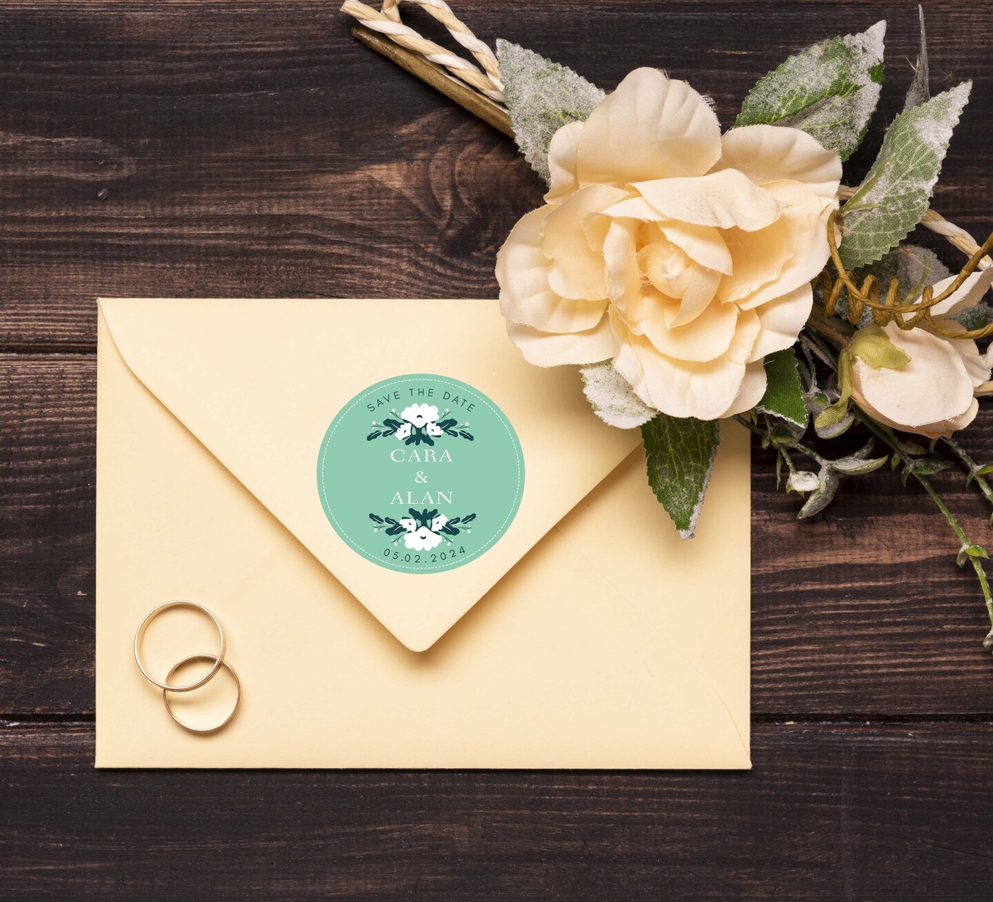 Personalized Wedding Stickers, Custom Dates Wedding Invitation Envelope  Seal, Engagement Favors, Custom Name Invitation n041