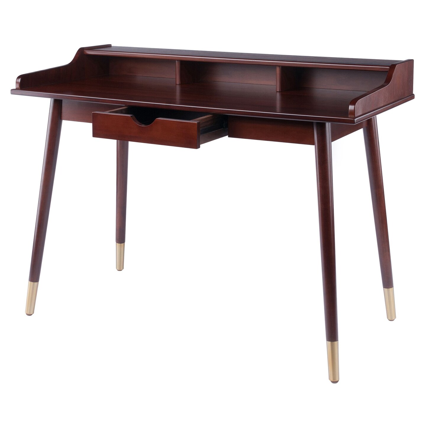 Contemporary Home Living Wide Writing Desk with Cut Out Drawer - 47.25&#x22; - Walnut