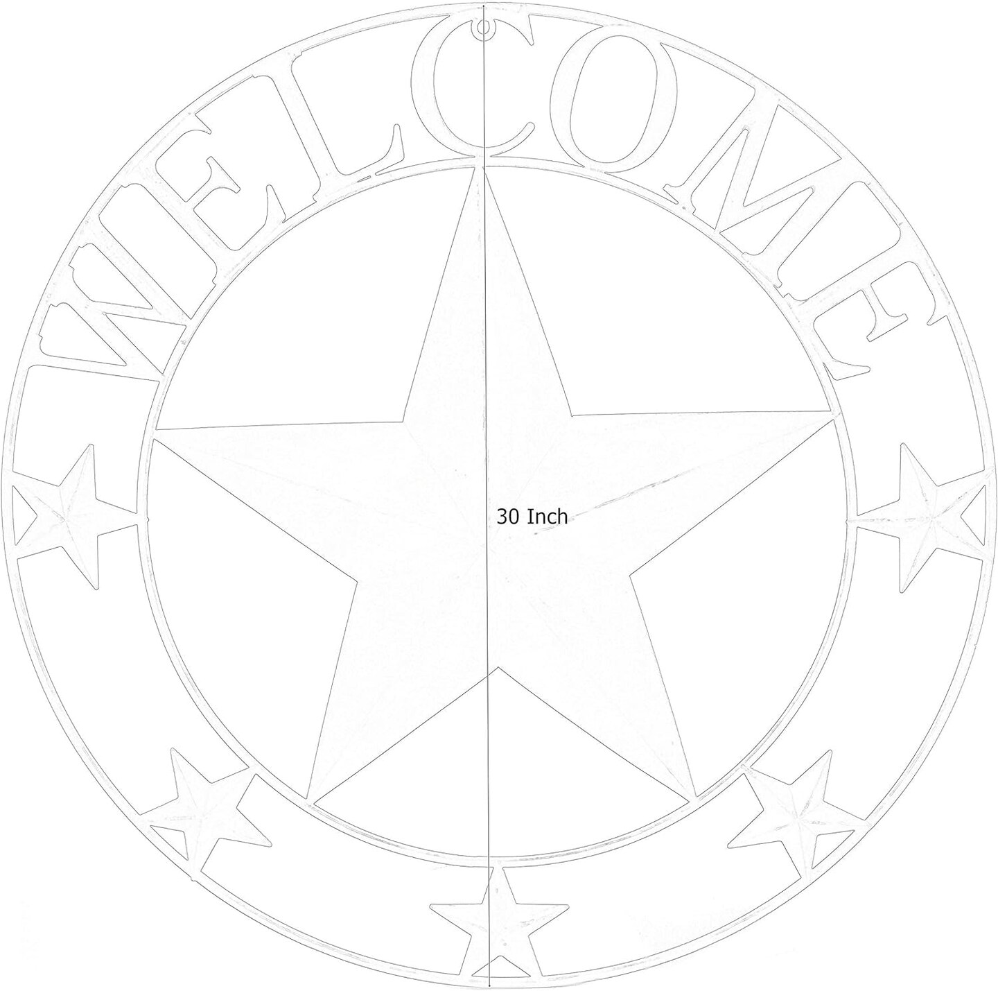27505 Metal Wall Art Lone Star Boho Home Decor Farmhouse Outdoor Garden Patio Ranch Texas Barn Western Vintage Style Large Circle Welcome 30 Inch Black