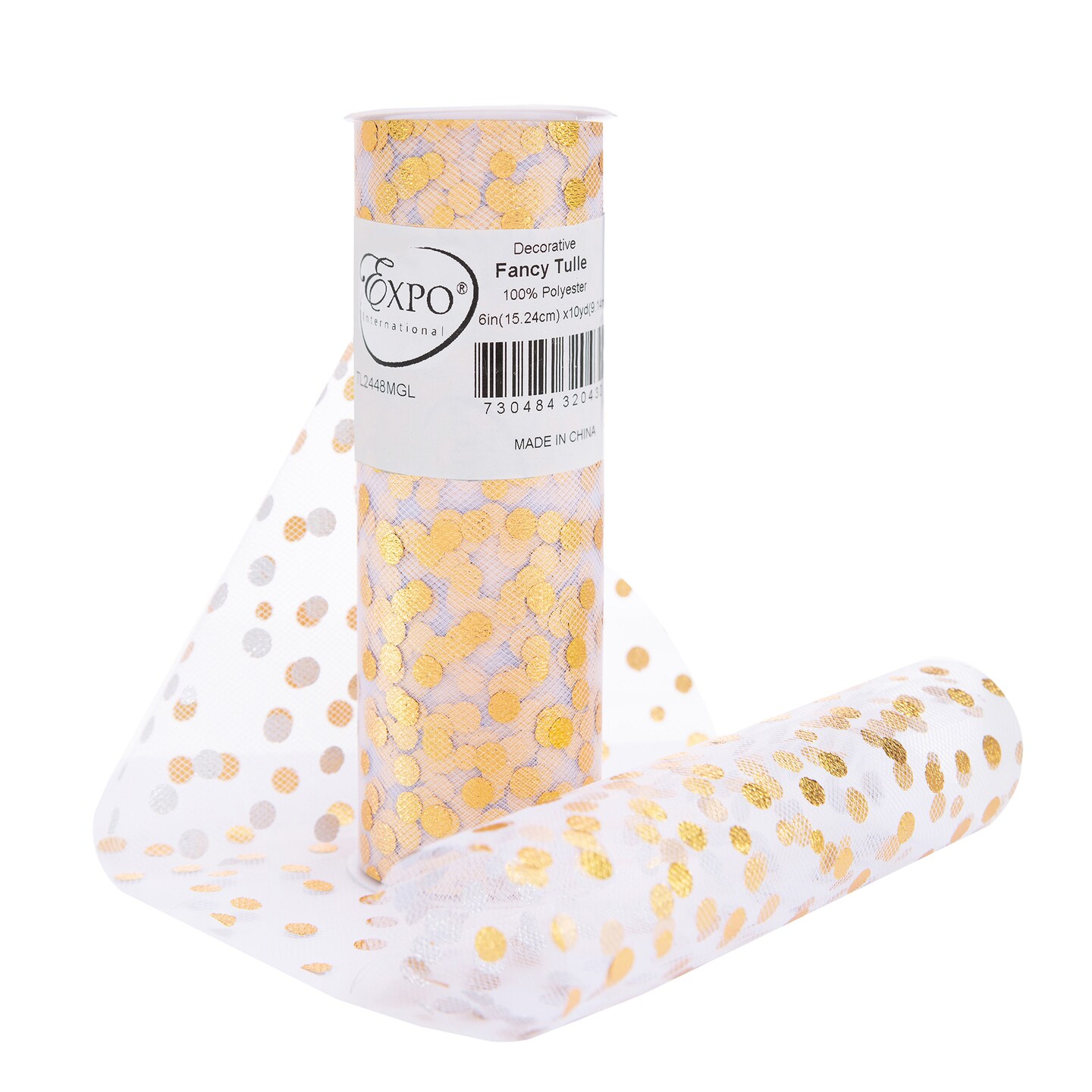 Decorative Fancy Foil Polka Dot Tulle, Roll/Spool of 6” X 10 Yards ...