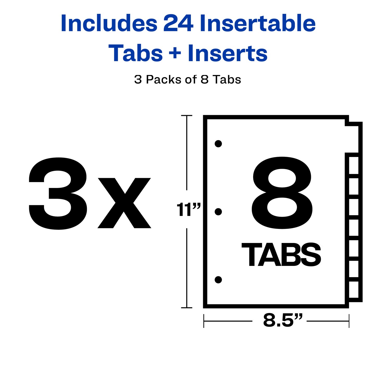 Avery Big Tab Insertable Plastic Dividers, 8 Tabs, 3 Sets of 11901