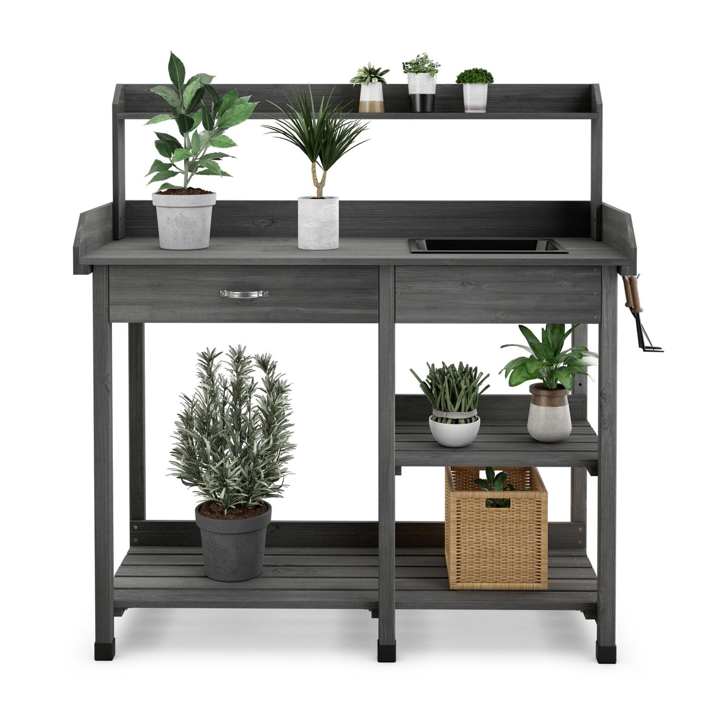 Outdoor Garden Potting Bench Lawn Patio Table Storage Shelf Work Station