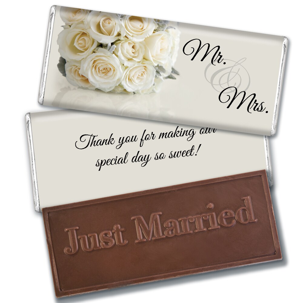 Wedding Candy Party Favors Embossed Belgian Chocolate Bars - Floral