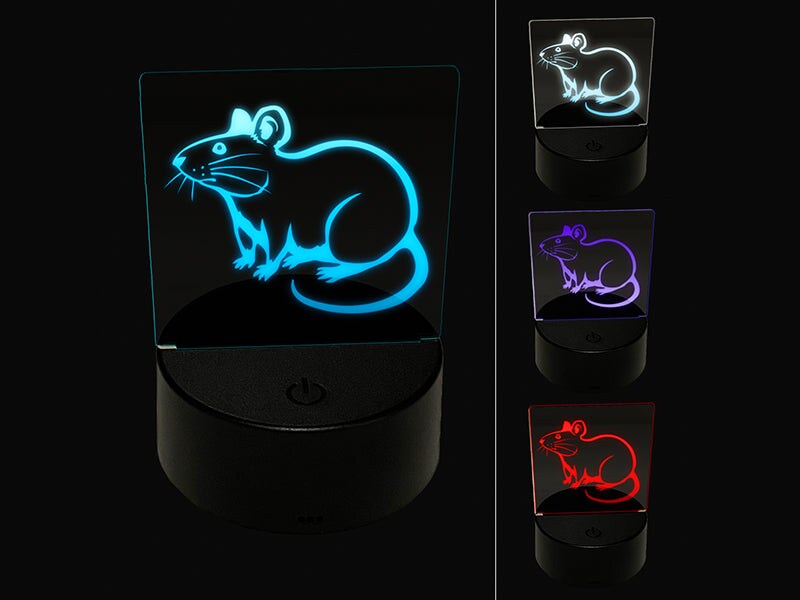 Curious Rat Rodent 3D Illusion LED Night Light Sign Nightstand Desk Lamp