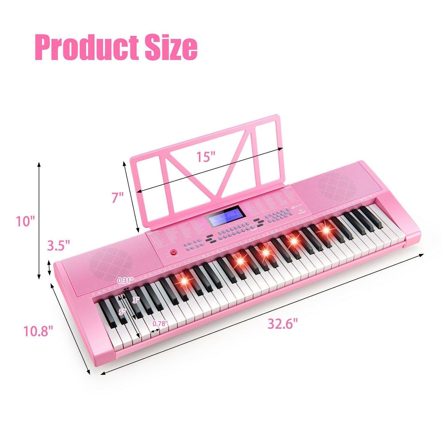 61-Key Portable Multi-functional Electronic Piano Keyboard with 2 Power Supply Modes