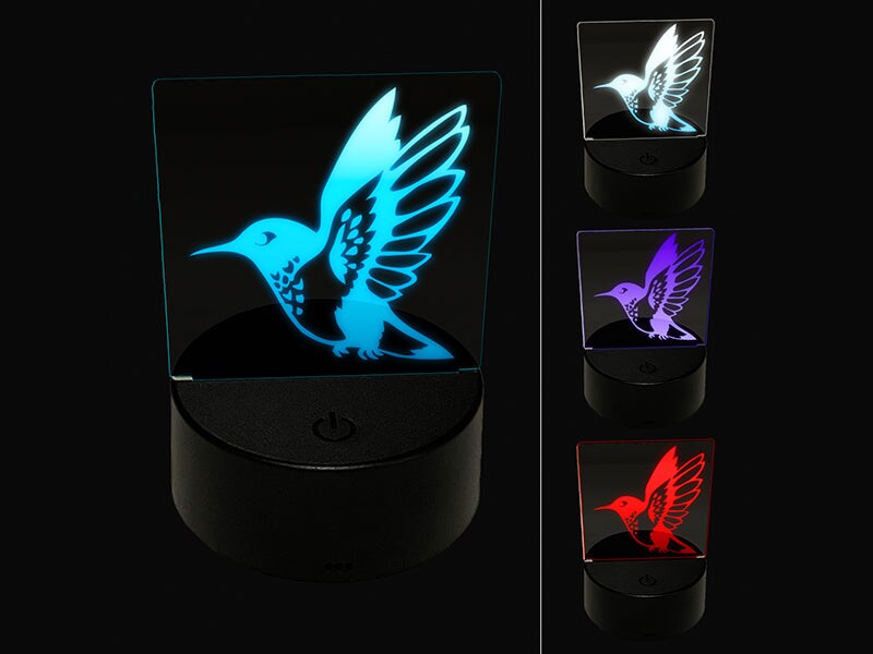 Hummingbird in Flight 3D Illusion LED Night Light Sign Nightstand Desk Lamp