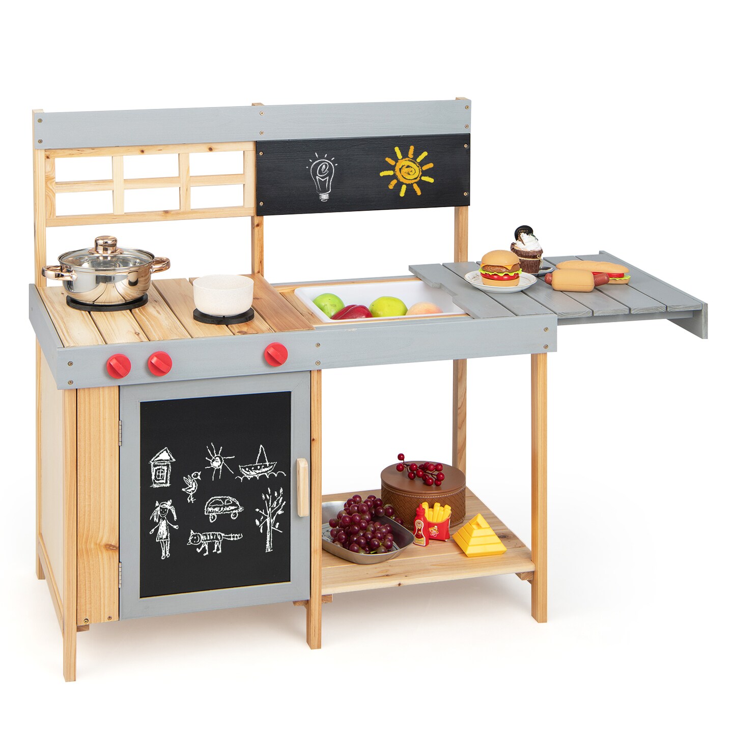 Outdoor Kid&#x27;s Mud Kitchen Set with Detachable Water Box for Toddlers Over 3