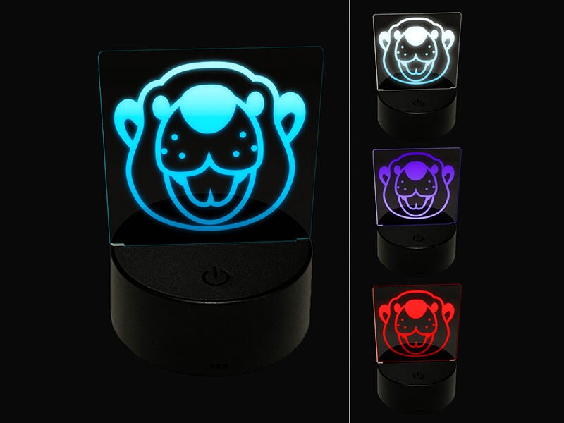 Cute Toothy Beaver Head 3D Illusion LED Night Light Sign Nightstand Desk Lamp