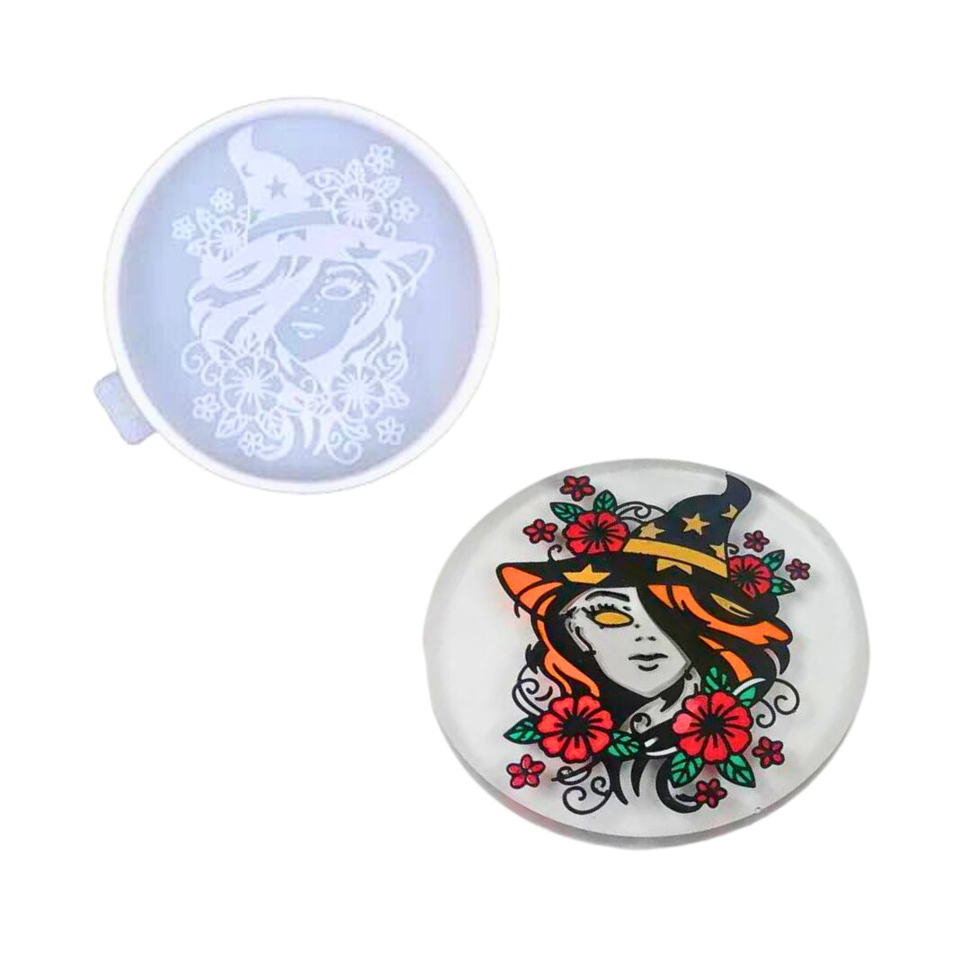 Bewitched Beautiful Witch Round Coaster Mold for Epoxy Resin Art