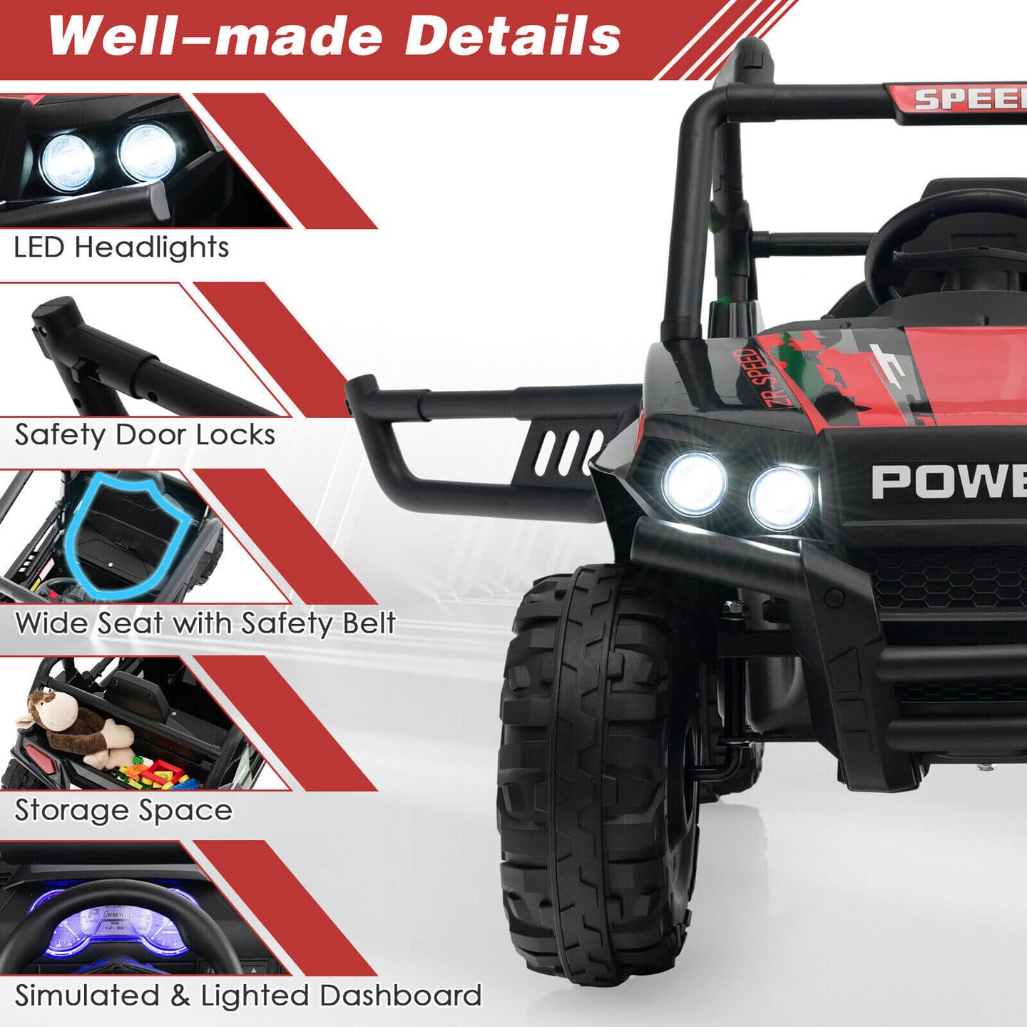12V Kids UTV Ride on Car with 2.4G Remote Control Music and LED Lights