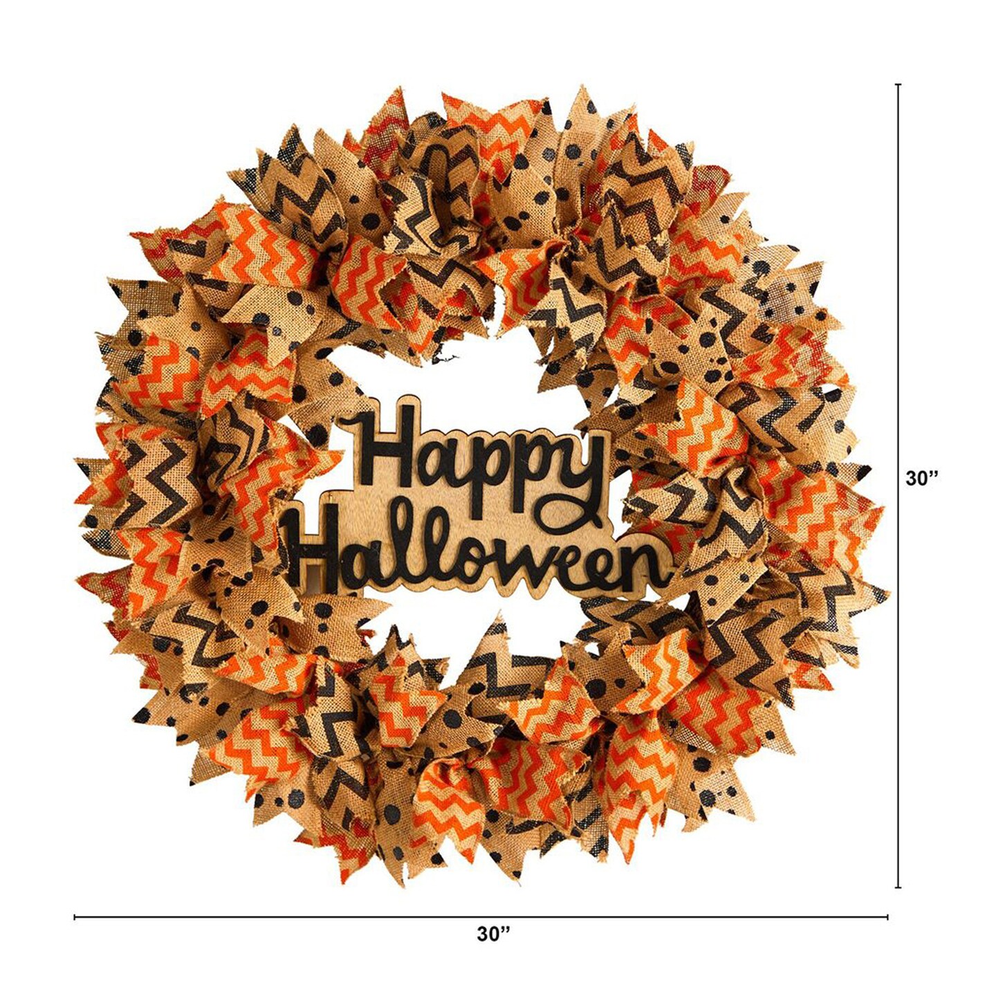 Nearly Natural 30&#x22;D Halloween Party Decorative Burlap Ribbon Wreath