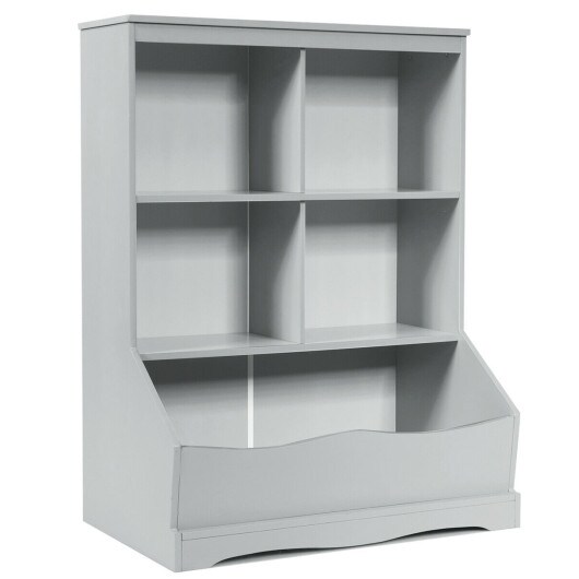 3-Tier Children&#x27;s Multi-Functional Bookcase Toy Storage Bin Floor Cabinet