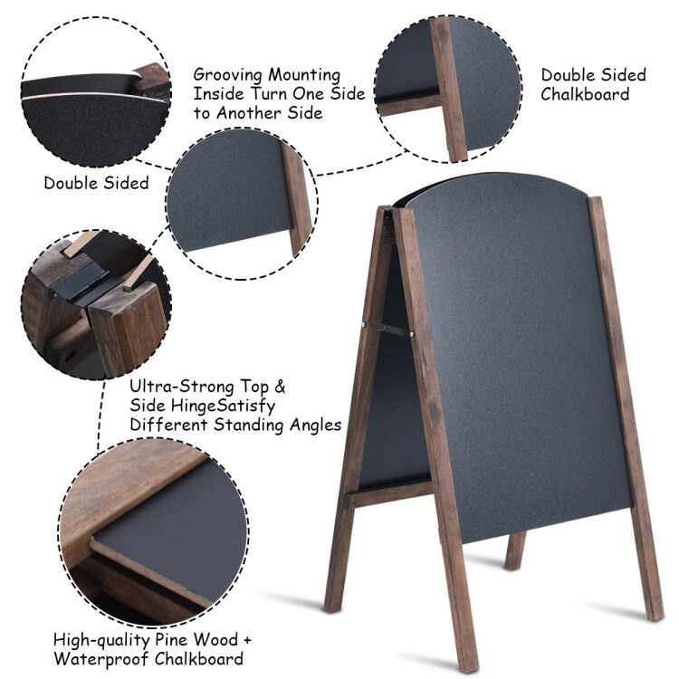 Wood A-Frame Sidewalk Signage Chalkboard
