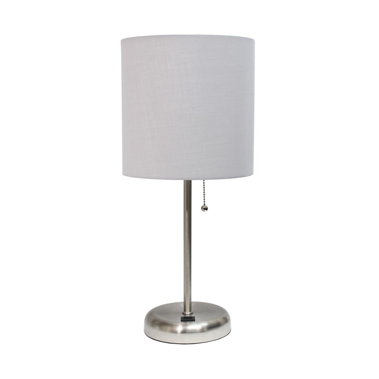 LimeLights Stick Lamp with USB charging port and Fabric Shade, Gray Michaels