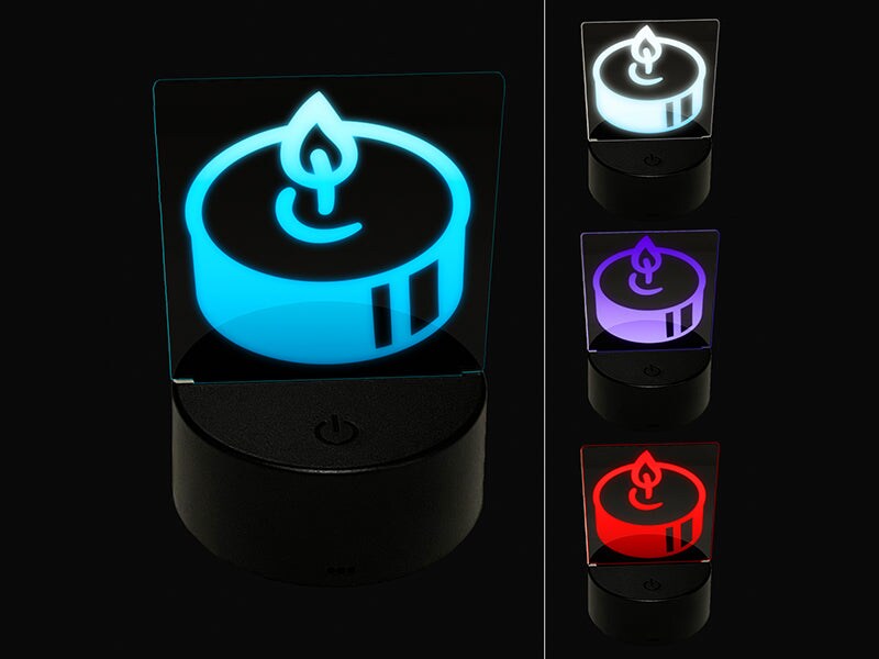 Tea Candle Light 3D Illusion LED Night Light Sign Nightstand Desk Lamp